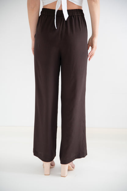 CAMILLE SILK PANTS - Chocolate