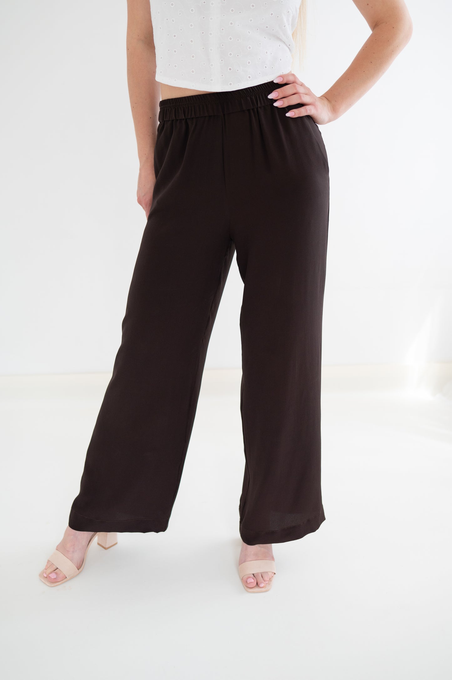CAMILLE SILK PANTS - Chocolate