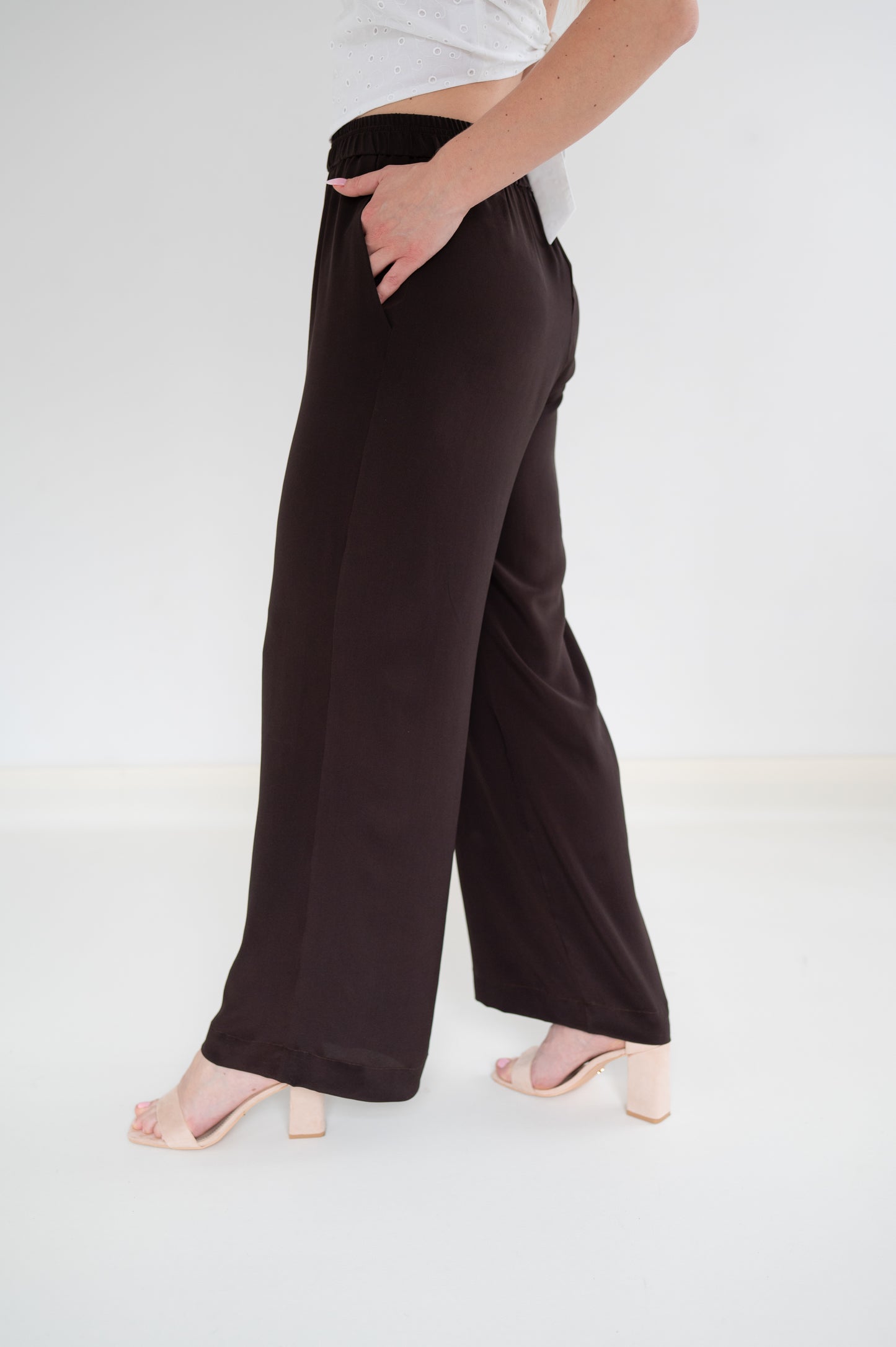 CAMILLE SILK PANTS - Chocolate