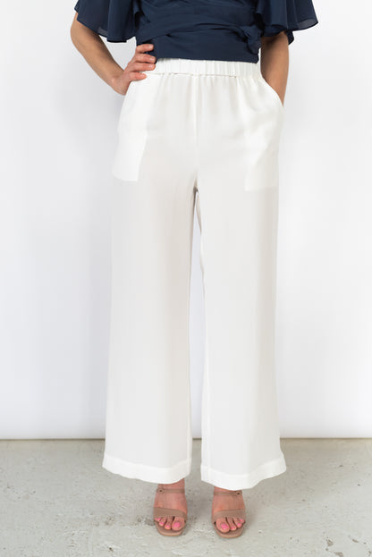 CAMILLE SILK PANTS - Vanilla