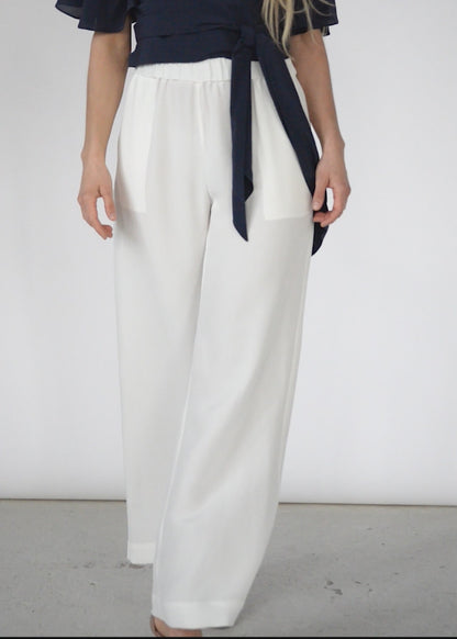 CAMILLE SILK PANTS - Vanilla
